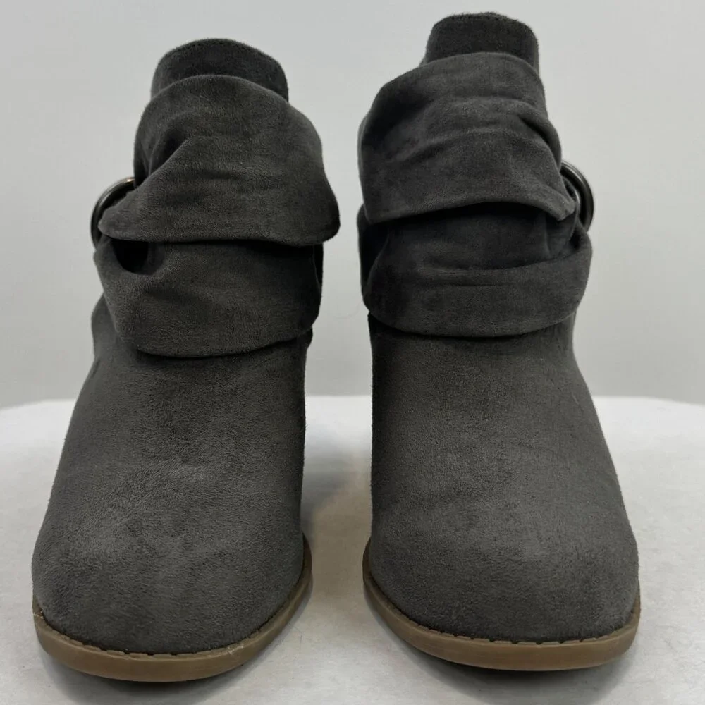 Rampage Vappy Womens Size 7M Grey Ruched Ring Ankle Bootie Chunky Suede Fabric - Picture 5 of 13
